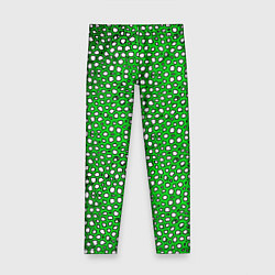 Леггинсы для девочки Белые пузырьки на зелёном фоне, цвет: 3D-принт