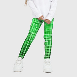 Леггинсы для девочки Зелёные неоновые полосы киберпанк, цвет: 3D-принт — фото 2