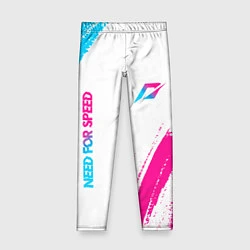 Леггинсы для девочки Need for Speed neon gradient style вертикально, цвет: 3D-принт