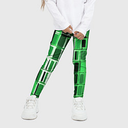 Леггинсы для девочки Зелёные прямоугольники, цвет: 3D-принт — фото 2