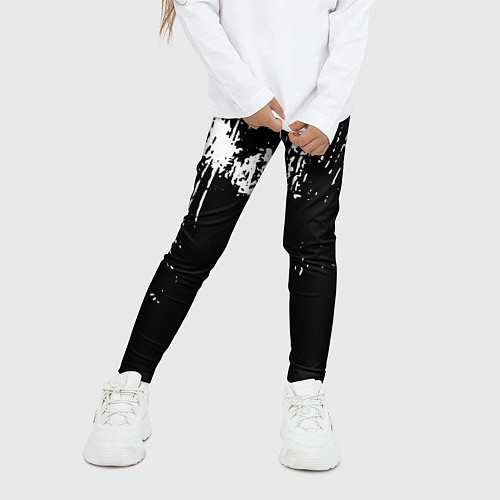 Детские легинсы Черно-белый гранж текстуры дерева / 3D-принт – фото 3