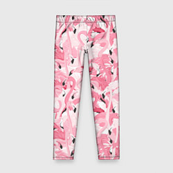 Леггинсы для девочки Стая розовых фламинго, цвет: 3D-принт