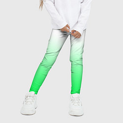 Леггинсы для девочки Градиент бело-зелёный, цвет: 3D-принт — фото 2