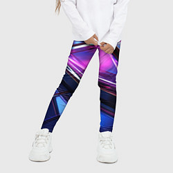 Леггинсы для девочки Фиолетовые абстрактные треугольники, цвет: 3D-принт — фото 2