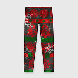 Детские легинсы Рождественские узоры ёлки и снежинки