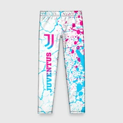 Леггинсы для девочки Juventus neon gradient style по-вертикали, цвет: 3D-принт