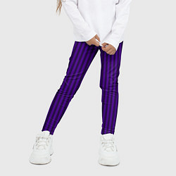 Леггинсы для девочки Яркий фиолетовый в полоску, цвет: 3D-принт — фото 2
