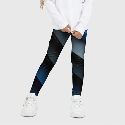 Детские легинсы Темная синяя стильная абстракция на черном фоне / 3D-принт – фото 3