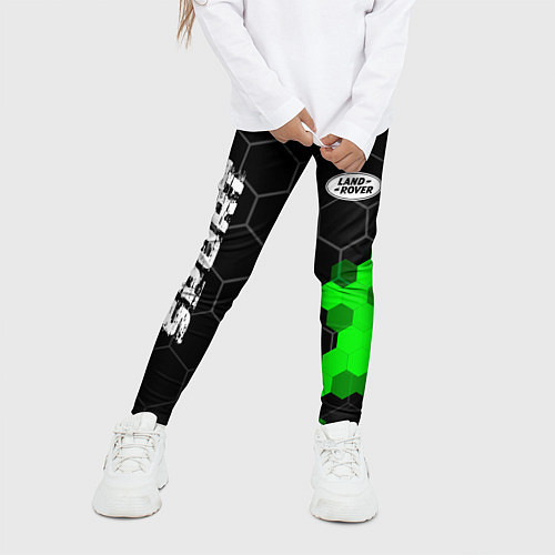 Детские легинсы Land Rover green sport hexagon / 3D-принт – фото 3
