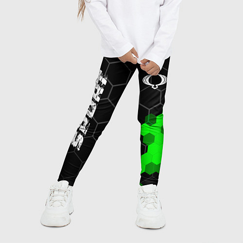 Детские легинсы SsangYong green sport hexagon / 3D-принт – фото 3