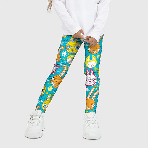 Детские легинсы Разноцветные зайцы / 3D-принт – фото 3