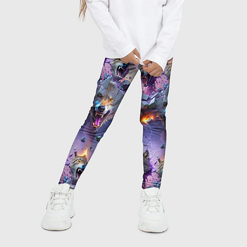 Детские легинсы Волки и молнии / 3D-принт – фото 3