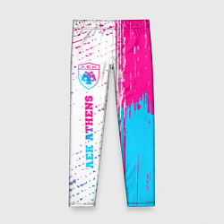 Леггинсы для девочки AEK Athens neon gradient style по-вертикали, цвет: 3D-принт