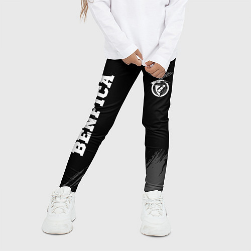 Детские легинсы Benfica sport на темном фоне вертикально / 3D-принт – фото 3