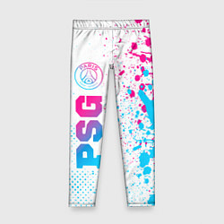 Леггинсы для девочки PSG neon gradient style по-вертикали, цвет: 3D-принт