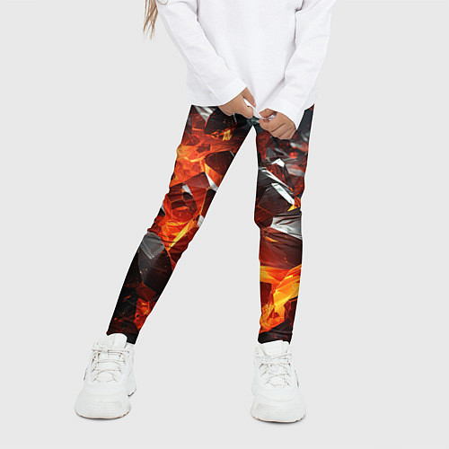 Детские легинсы Взрыв камней в красном неоне / 3D-принт – фото 3