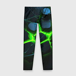 Детские легинсы Зеленый неон и разлом плит