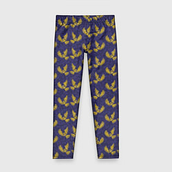 Леггинсы для девочки Золотые совы на фиолетовом - паттерн, цвет: 3D-принт