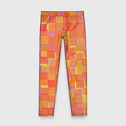 Леггинсы для девочки Россыпь оранжевых квадратов, цвет: 3D-принт