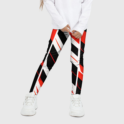 Детские легинсы Black and red stripes on a white background / 3D-принт – фото 3