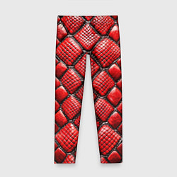 Леггинсы для девочки Змеиная объемная текстурная красная кожа, цвет: 3D-принт