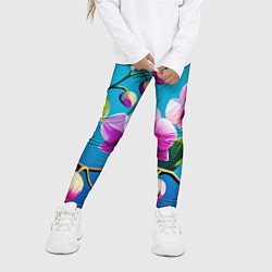 Леггинсы для девочки Орхидея цветы паттерн, цвет: 3D-принт — фото 2