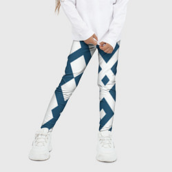 Леггинсы для девочки Геометрический узор ромб синий, цвет: 3D-принт — фото 2