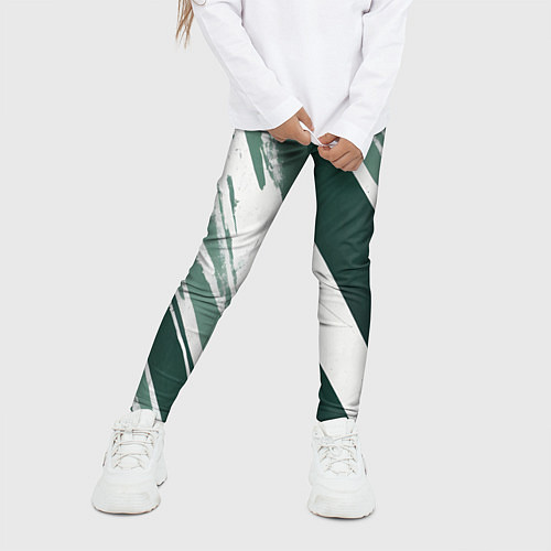 Детские легинсы Косая зеленая полоска / 3D-принт – фото 3