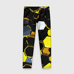 Детские легинсы Жёлто-белые шестиугольники на чёрном фоне