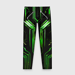 Детские легинсы Green stripes on a black background