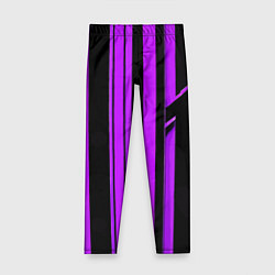 Детские легинсы Толстые фиолетовые полосы на чёрном фоне