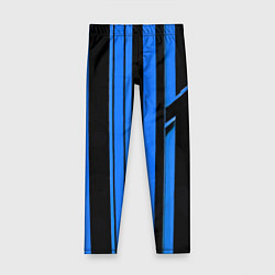 Детские легинсы Толстые синие полосы на чёрном фоне