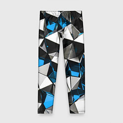 Детские легинсы Сине-белые рельефные треугольники на чёрном фоне