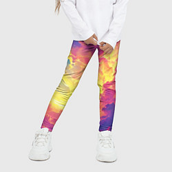 Леггинсы для девочки Розовые облака на синем небе, цвет: 3D-принт — фото 2