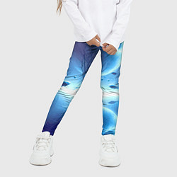 Леггинсы для девочки Луна и рыбы - нейроарт фантазия, цвет: 3D-принт — фото 2