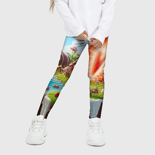 Детские легинсы Клубничная планета - нейроарт фантазия / 3D-принт – фото 3