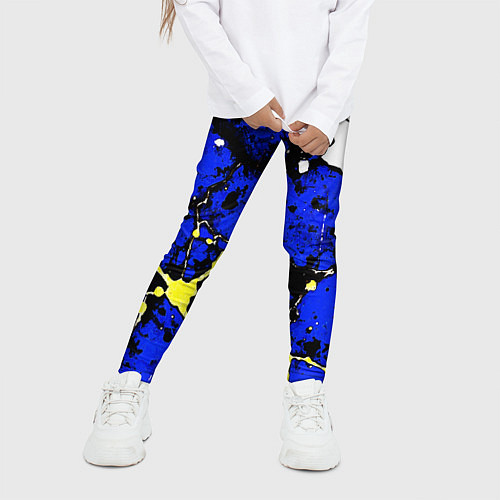 Детские легинсы Сине-жёлтая абстракция на белом фоне / 3D-принт – фото 3
