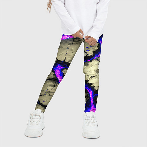 Детские легинсы Треснувший камень фиолетовый / 3D-принт – фото 3