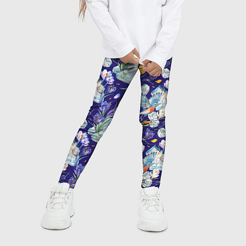 Детские легинсы Крокусы и зяблик во льдах / 3D-принт – фото 3