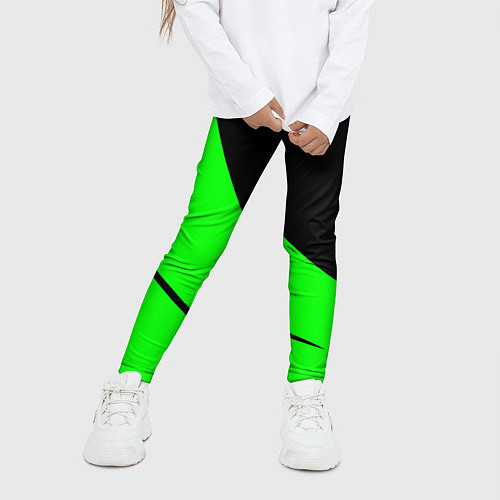 Детские легинсы Чёрный с зелёным двуцветный / 3D-принт – фото 3
