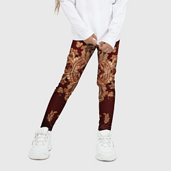 Леггинсы для девочки Классический бордовый узор, цвет: 3D-принт — фото 2