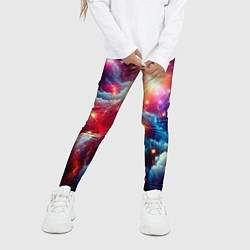 Леггинсы для девочки Colorfull neon space clouds - ai art fantasy, цвет: 3D-принт — фото 2
