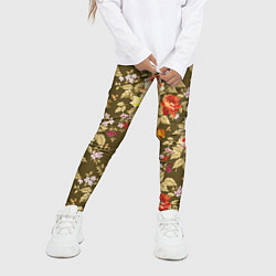 Леггинсы для девочки Розы садовые и цветы полевые, цвет: 3D-принт — фото 2