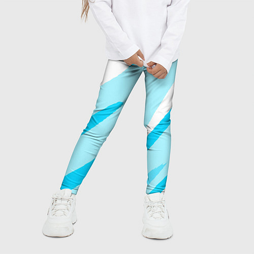 Детские легинсы Белый с голубым абстракция / 3D-принт – фото 3