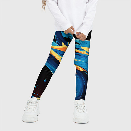 Детские легинсы Синяя волна из красок / 3D-принт – фото 3