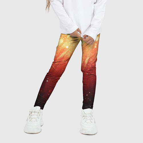 Детские легинсы Желто-красная текстура блестящая / 3D-принт – фото 3
