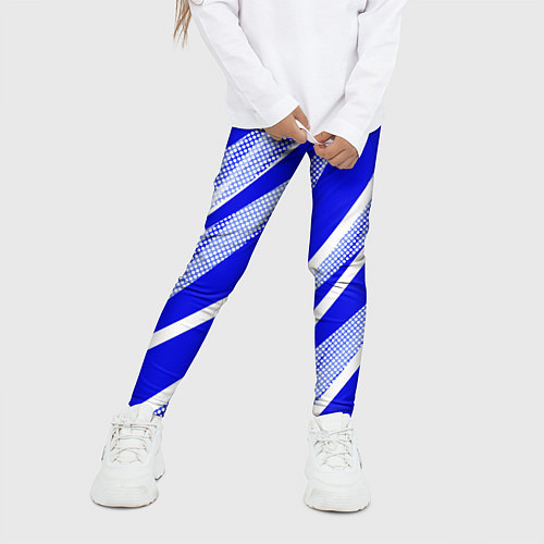 Детские легинсы Абстрактный синий полосатый / 3D-принт – фото 3