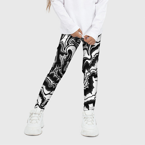 Детские легинсы Закрученные волны - чб абстракция / 3D-принт – фото 3