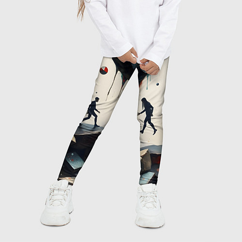 Детские легинсы Сюрреалистичные люди и камни / 3D-принт – фото 3
