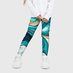 Леггинсы для девочки Бирюза и золото, цвет: 3D-принт — фото 2